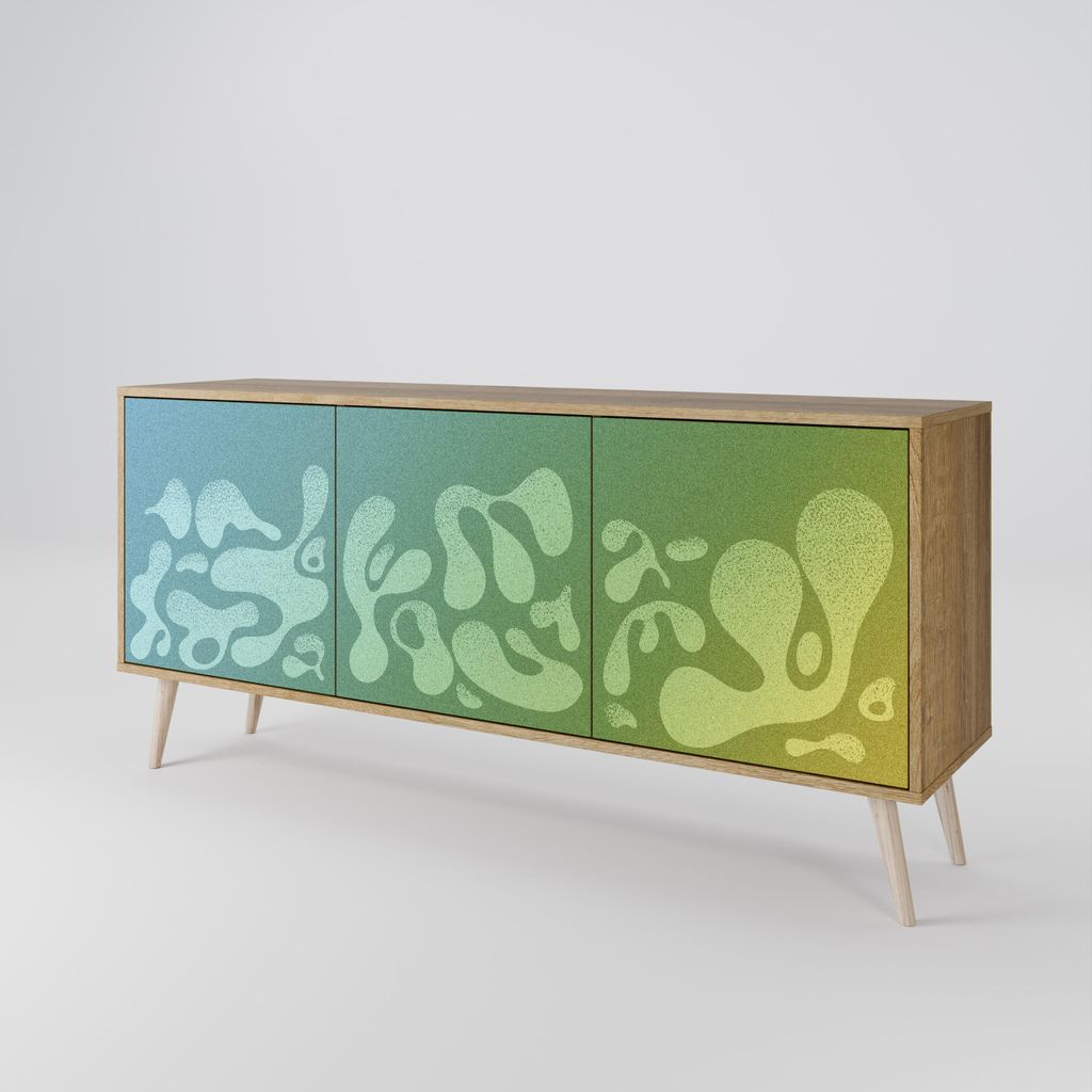Spacerebels Kommode mit 3 Türen - Sideboard Komodenschrank - Highboard - Kleiderschrank Möbel - Wohnzimmer Schlafzimmer - 57,5×111×42 (HxBxT)