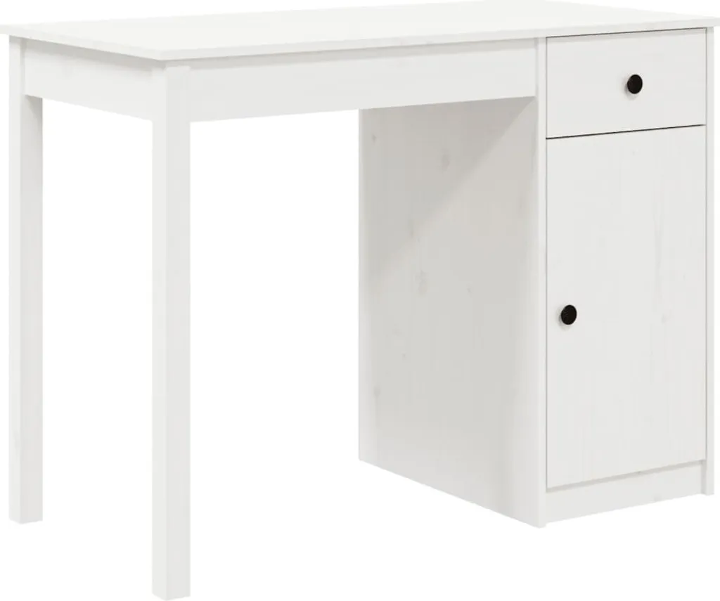 Scrivania Legno Massiccio Pino Bianco 100x50x75 cm - Robustezza TOP