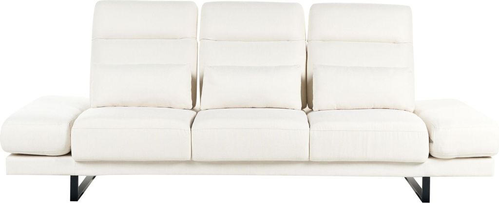 BELIANI 3-Sitzer Sofa Cremeweiß Stoffbezug 3 Dekokissen Verstellbare Armlehnen Rückenlehne Sitztiefe Kopfstütze Modernes Design Polstersofa Stof...