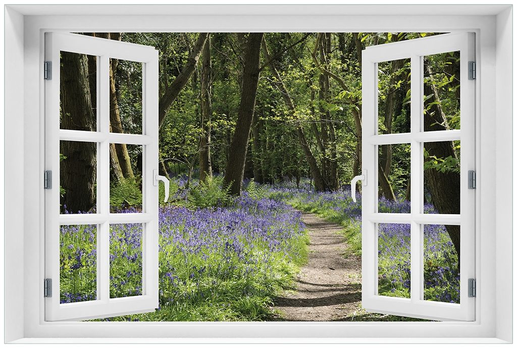 Wallario Premium Glasbild mit Fensterrahmen, freischwebende Produktbild 