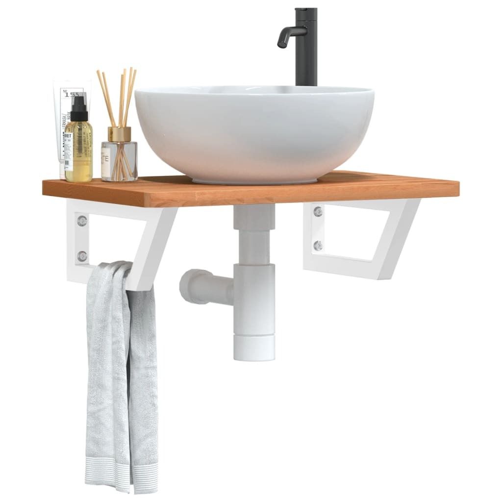 Maison Exclusive - Waschbeckenregal Wandmontage Stahl und Massivholz Buche
