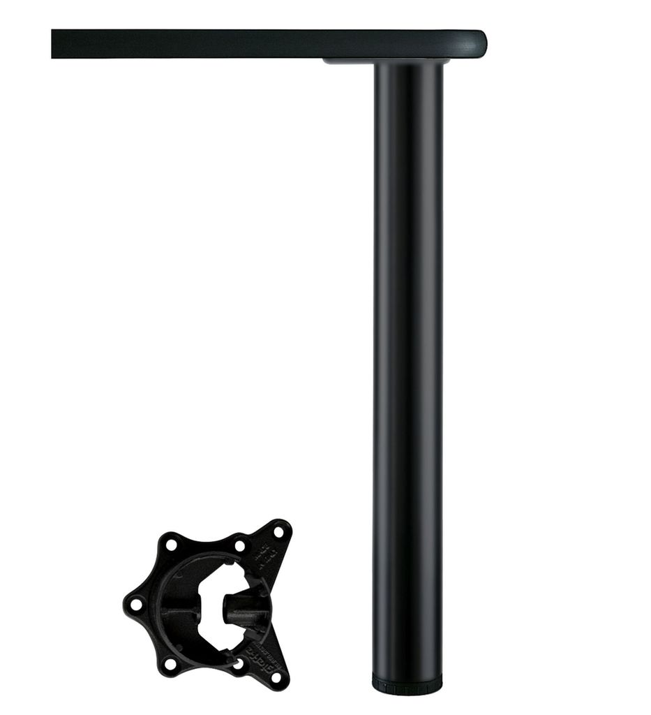 Tischbein Alto 87cm Stützfuss Schwarz matt höhenverstellbar + 2,5cm