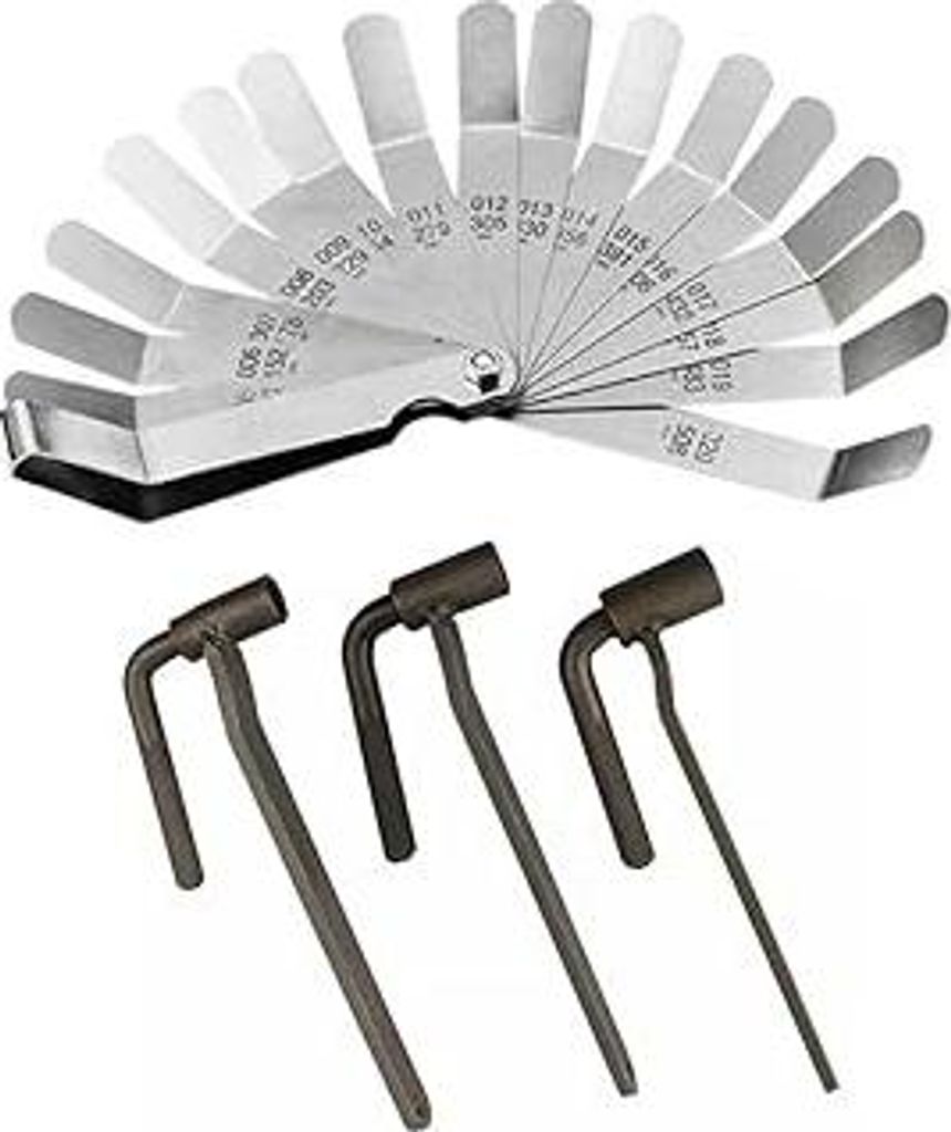 Werkzeug-Set für Motorrad-Ventileinstellung, mit 16-Blatt-Fühlerlehre (0,-0020 Zoll) und Schraubenschlüsseln, Motorstößelabstand