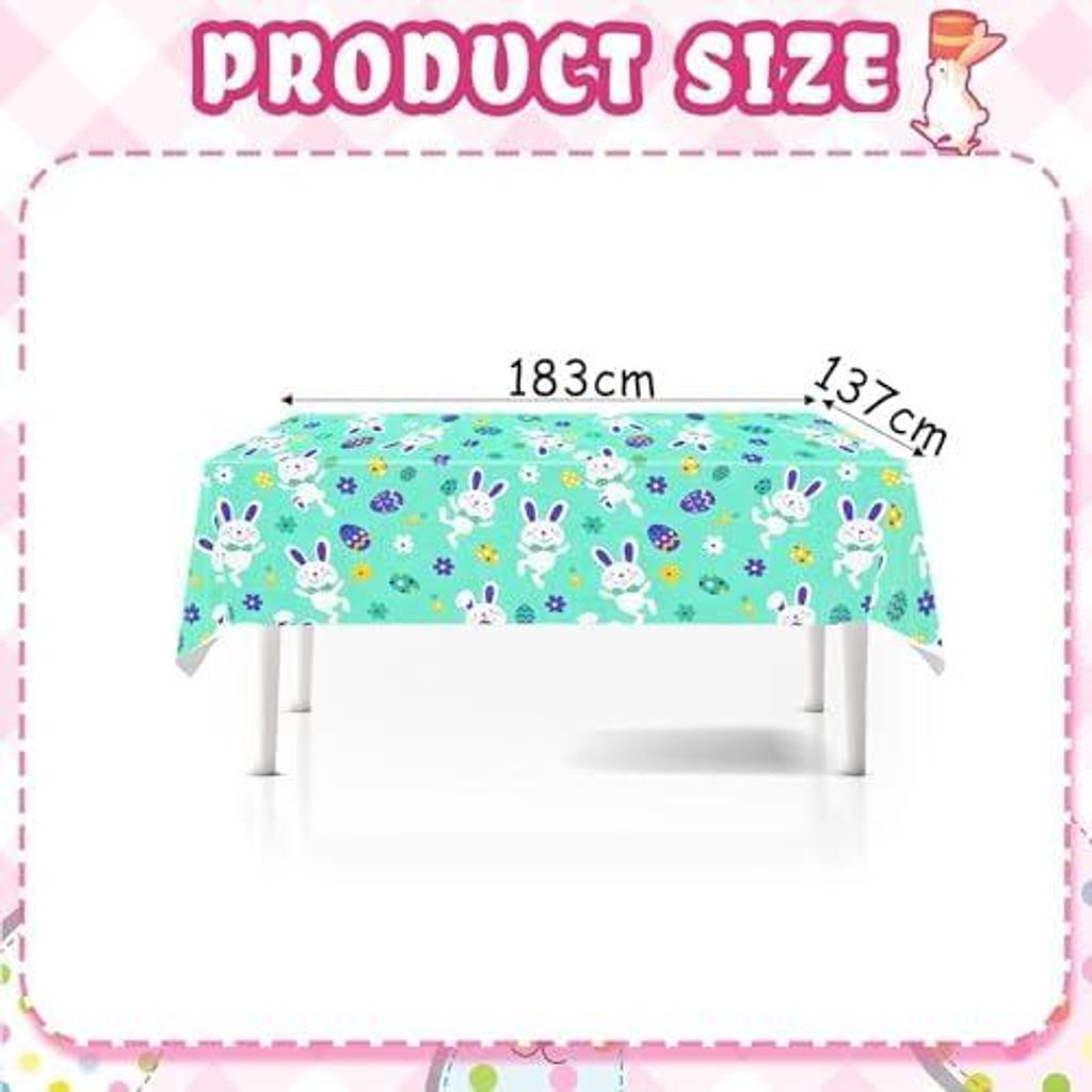 Tourima Osterdeko Tischdecke 137*183 cm Grün Osterhase & Ostereier, Ostern Deko Tisch Innen & Outdoor, Frühlingsdeko, Osterdekoration Modern, Eas...