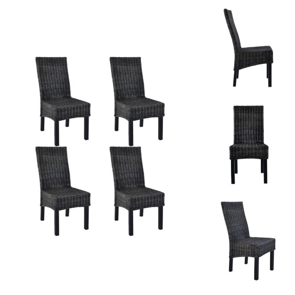 vidaXL Esszimmerstühle 4 Stk. Schwarz Kubu Rattan und Mangoholz - Esszimmerstühle