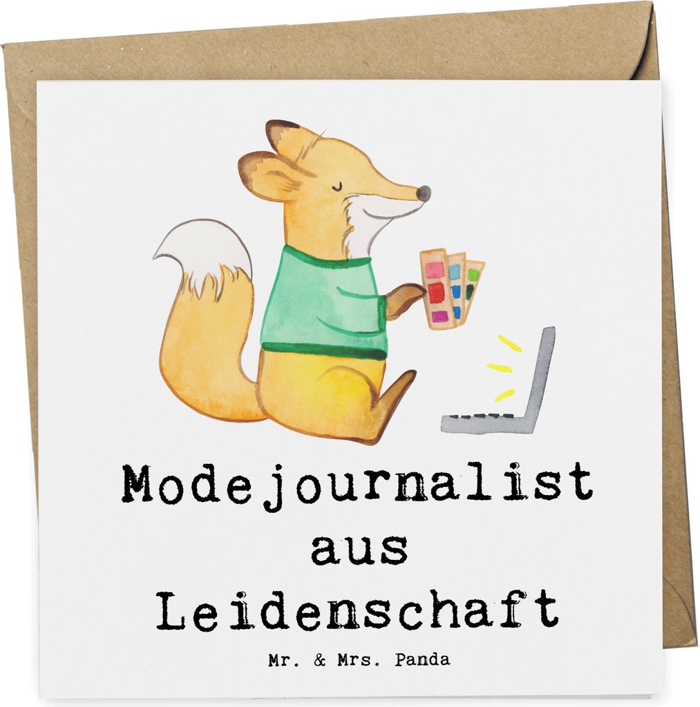 Mr. & Mrs. Panda Grußkarte Modejournalist Leidenschaft - Weiß - Geschenk, Journalist, anlasskarte, Glückwunschkarte, Ausbildung, Klappkarte, fal...