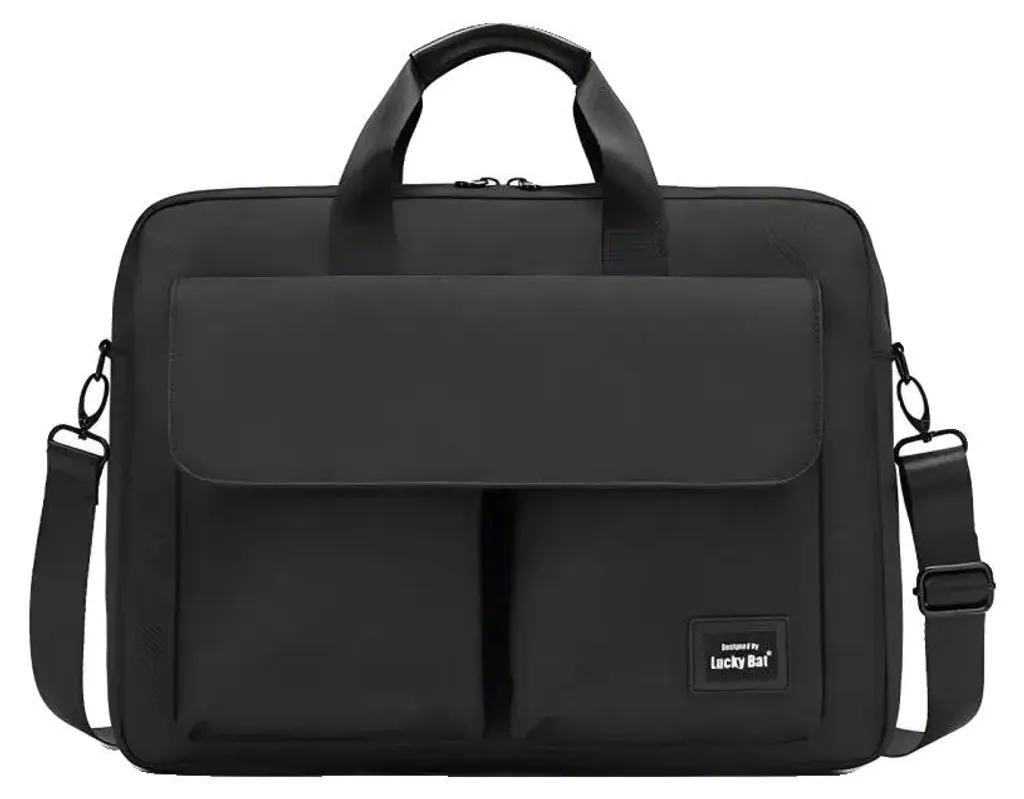 Sacoche Ordinateur Noire avec Sangle Ajustable et Poche de Sécurité