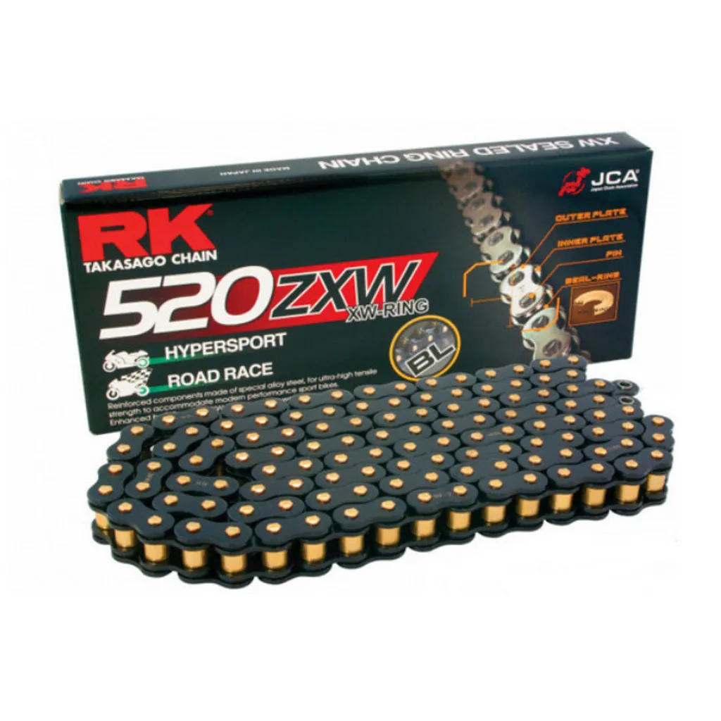 Chaîne RK 520ZXWSW 110 maillons noir anti-usure pour transmission moto