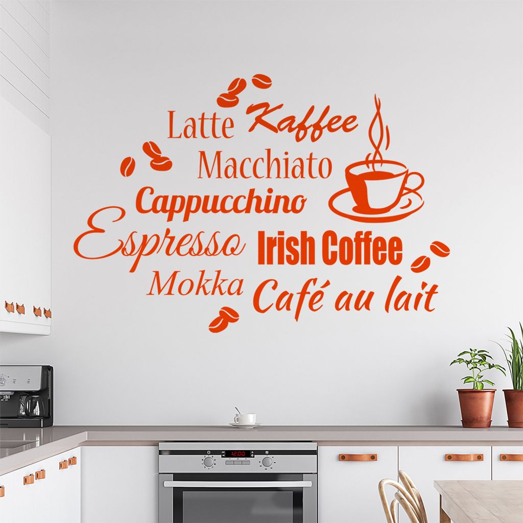 Wandtattoo Kaffee Nr. 3 Wandtattoo in 6 Größen - Wandaufkleber Wall Sticker - Dekoration, Küche, Wohnzimmer, Schlafzimmer, Badezimmer