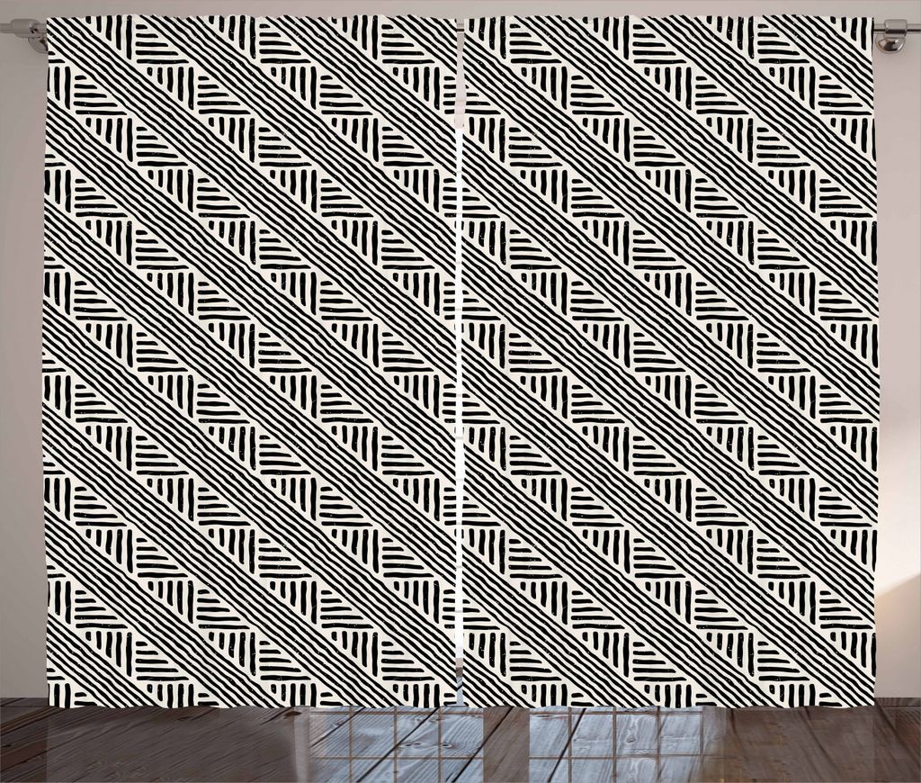 ABAKUHAUS Stammes Rustikaler Vorhang, Ethnische Chevron Design-Linien, Wohnzimmer Universalband Gardinen mit Schlaufen und Haken, 280 x 225 cm, Aus...