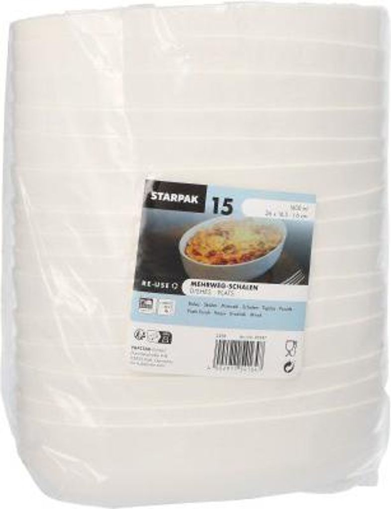 60 Mehrweg-Schalen oval 1600 ml 6 cm x 16,5 cm x 26 cm weiss "Cella"