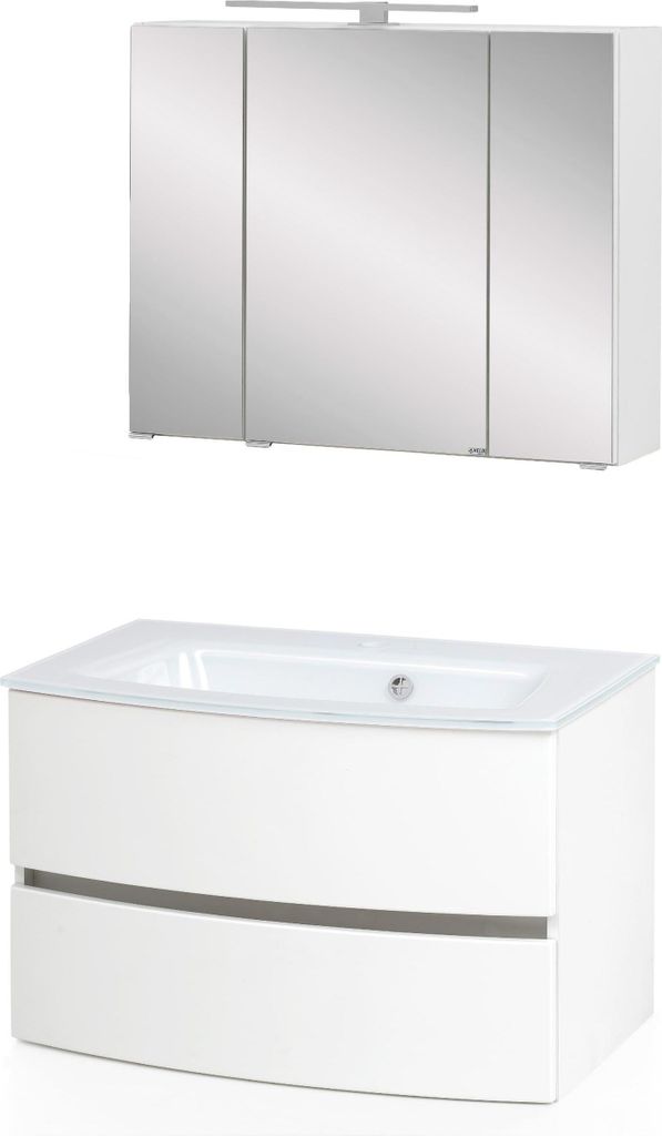 Waschtisch-Set Badezimmer Bad-Set "Kopenhagen I" Weiß, Matt Weiß