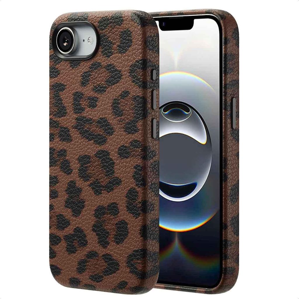 Selencia Sabi Backcover Leopardenmuster mit MagSafe iPhone 16e - Mocha Brown