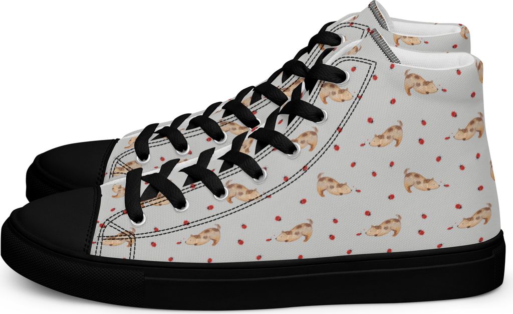 Mr. & Mrs. Panda Damen Sneaker Black Edition Hund Marienkäfer Größe 38 - Grau - Geschenk, Neugierig, Sprüche, Mischlingshund, Schwarz, Schwarze...