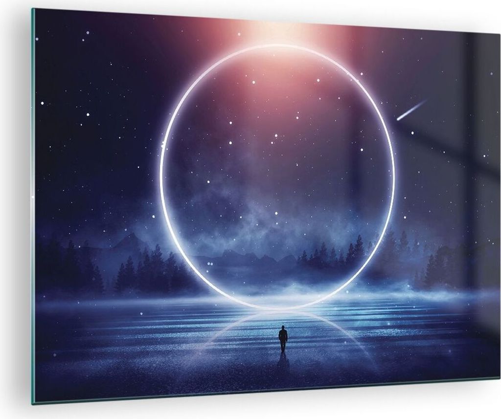 Bilder auf glas - Einteilig - Fantasie Ring Kosmos - 70x50cm - Glasbilder - Wandbilder - Bilder - zum Aufhängen bereit - Wanddekoration aus Glas -...
