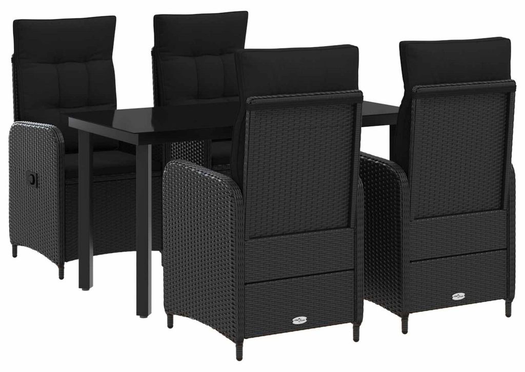 vidaXL Sofa-Tischset mit Kissen mit Kissen 5 pcs Schwarz