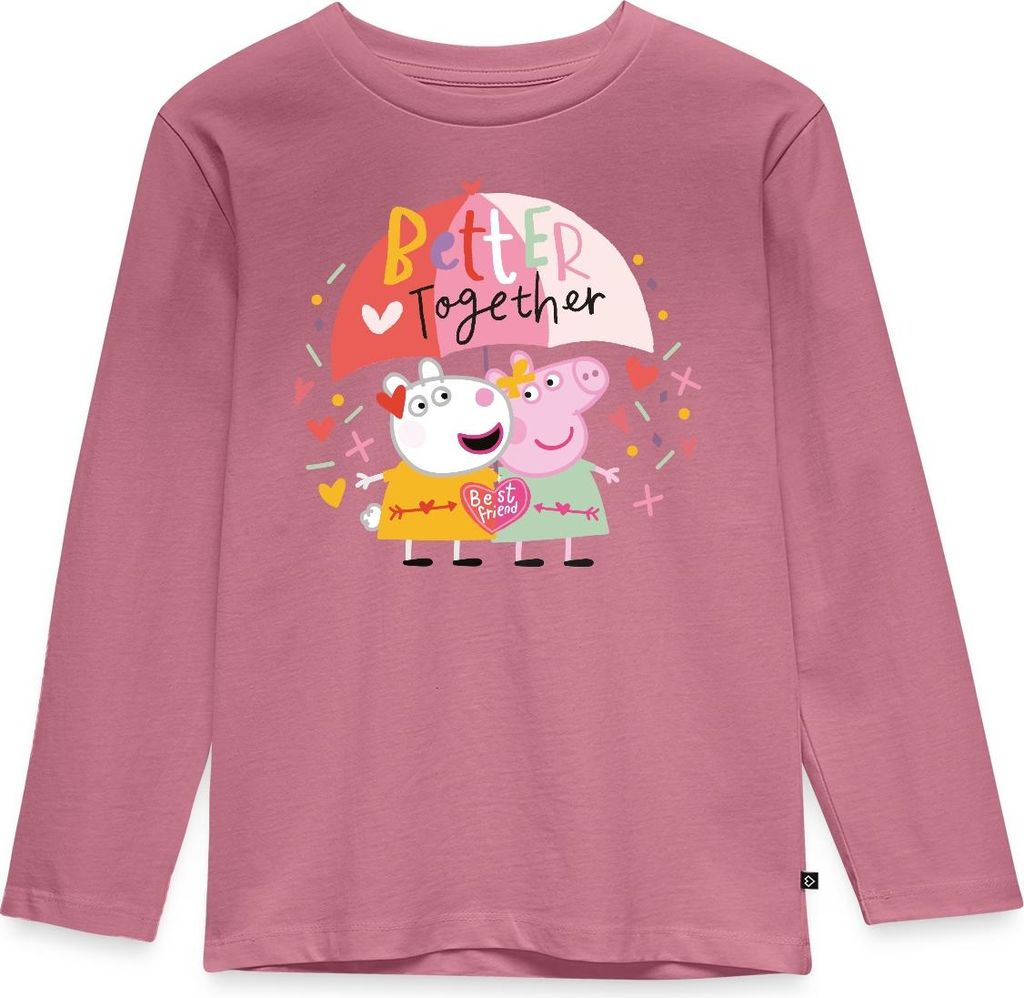 Spreadshirt Peppa Wutz Und Luzie Locke Better Together Kinder Premium Langarmshirt, 110/116 (4 Jahre), Mauve