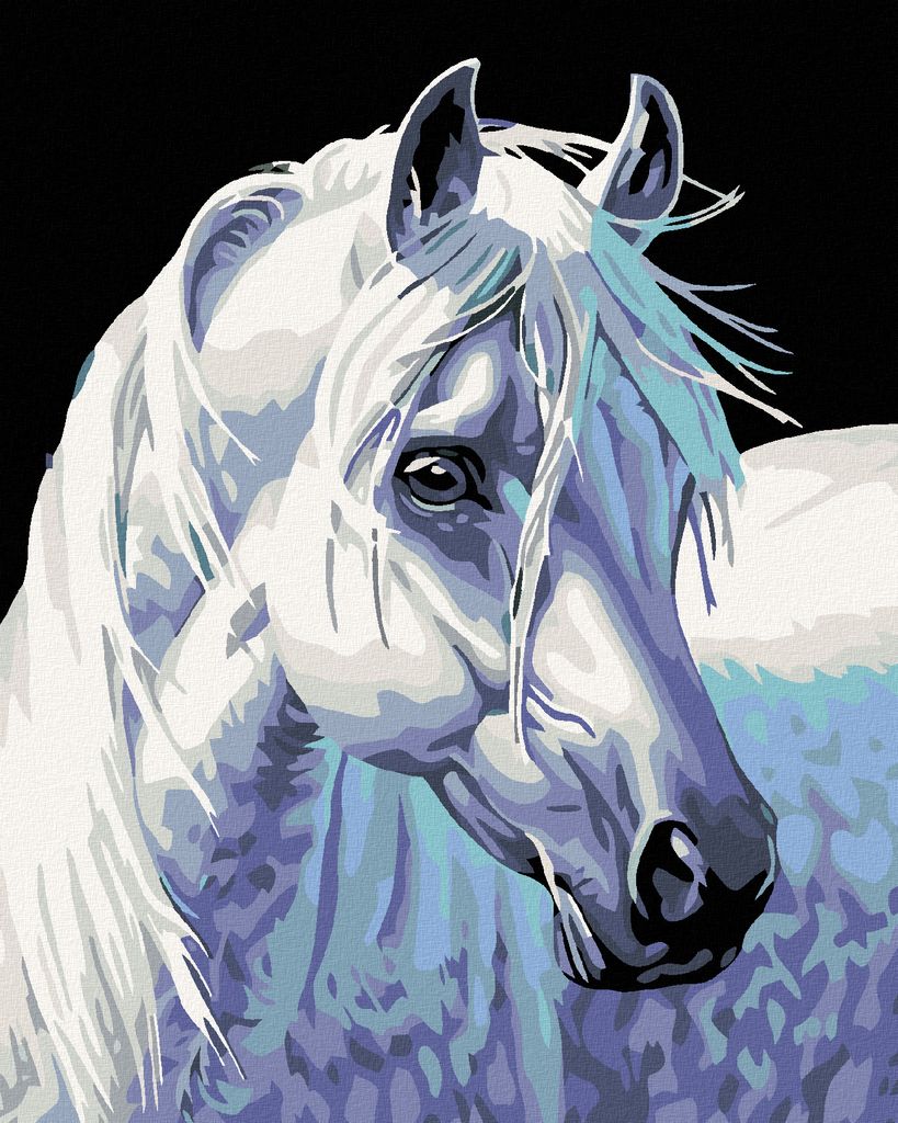 Diamondi - Diamond painting - WEIßES PFERD II, 40X50 cm, mit Keilrahmen (bereits gespannt)