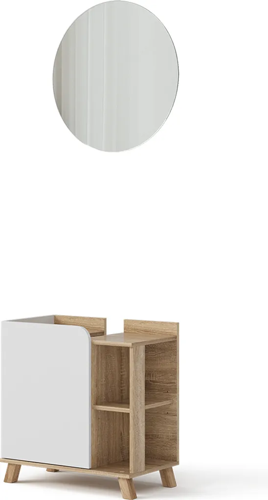 Meuble de toilette bicolore Karen Vicco, rangement avec miroir Sonoma 40783