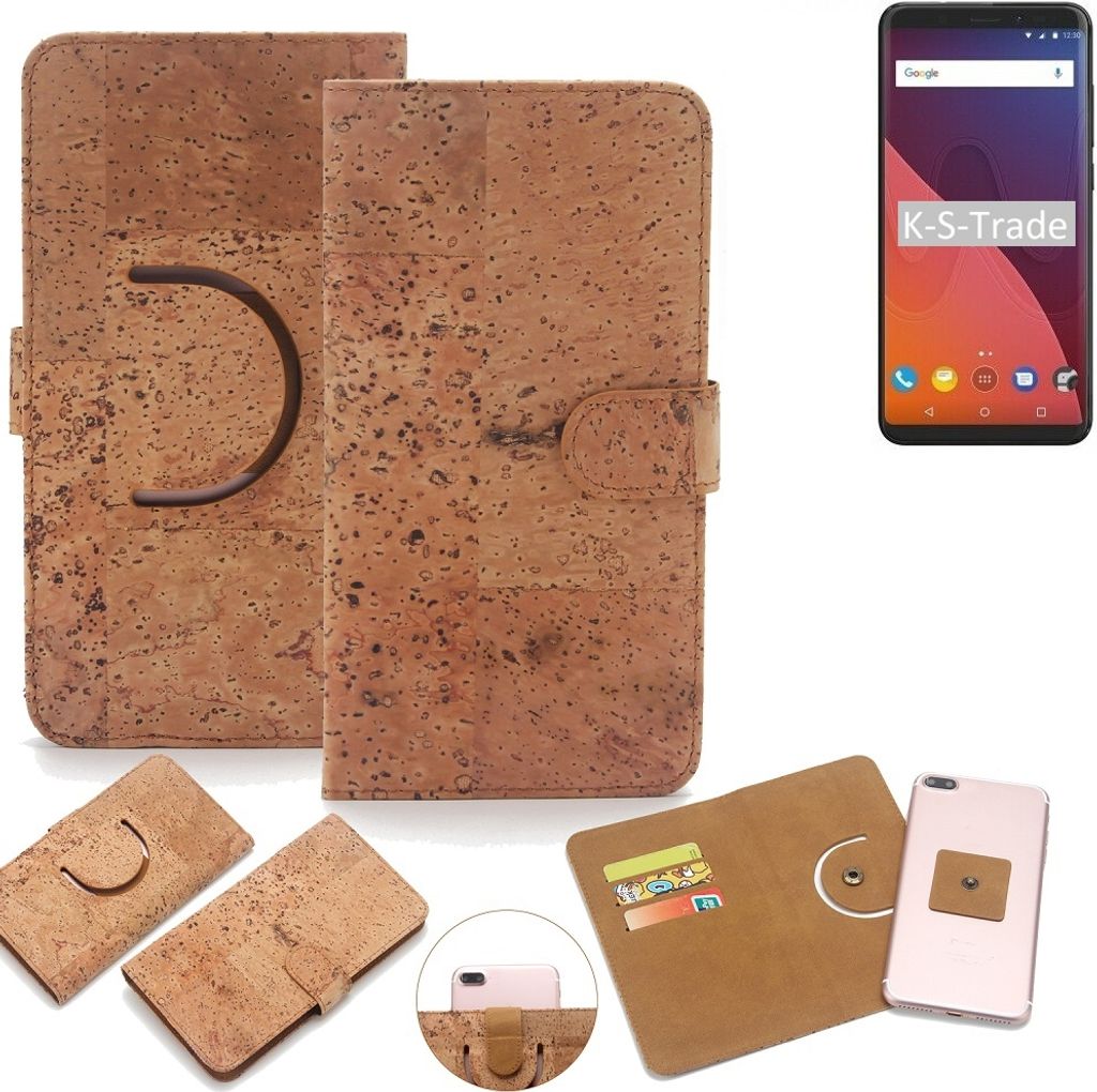 K-S-Trade Handy-Hülle Schutz-Hülle kompatibel mit Wiko View 32 GB Handyhülle Schutzhülle Korkhülle Kork-Hülle 1x