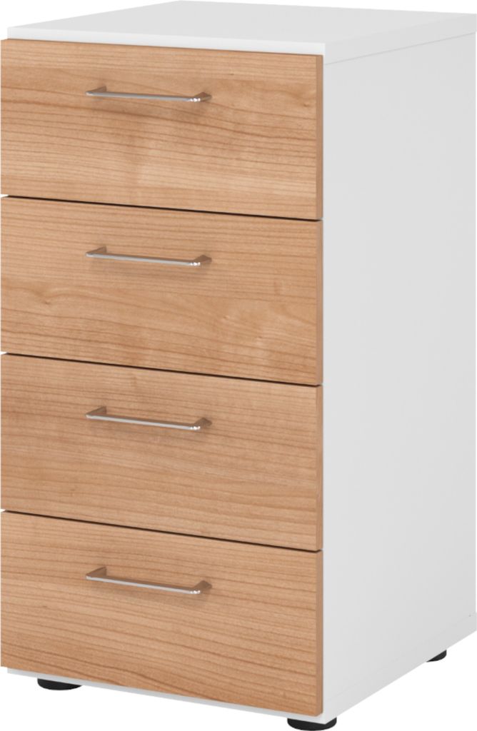 bümö smart Schubladen Schrank - 4 Schübe - Nachbildung: Weiß/Nussbaum
