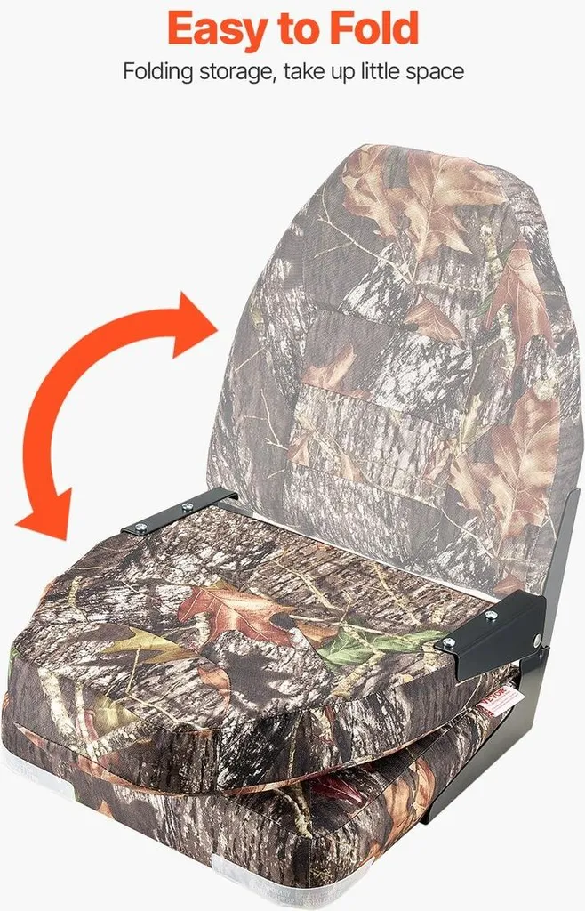 Siège de bateau pliant ergonomique et coussin mousse pour pêche