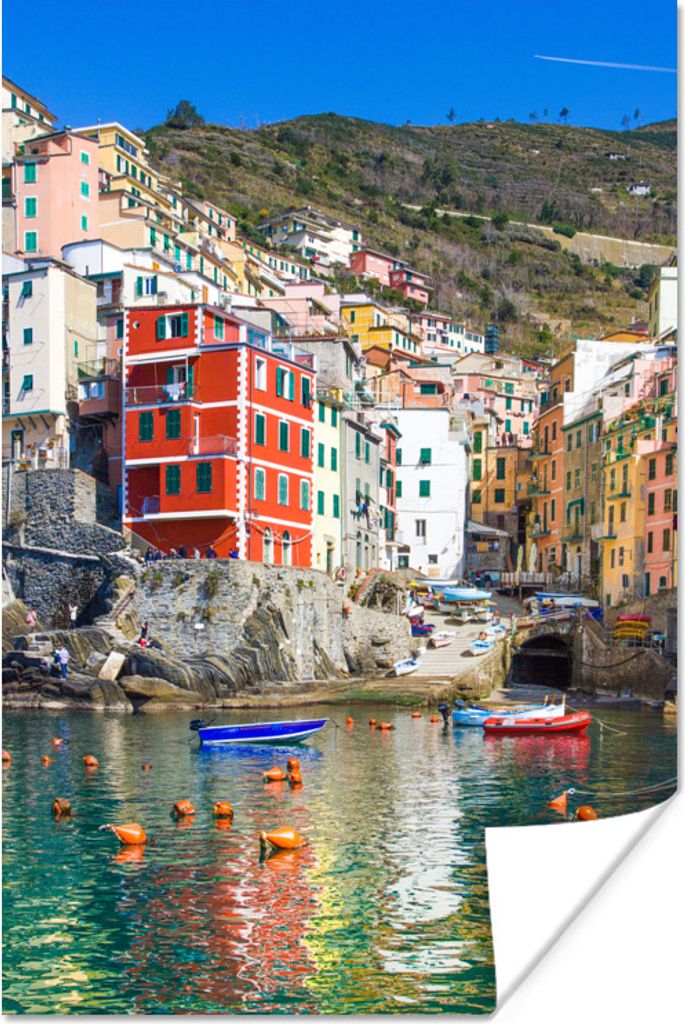 MuchoWow Poster Bunte Boote im Wasser bei Cinque Terre 80x120 cm - Papierdruck