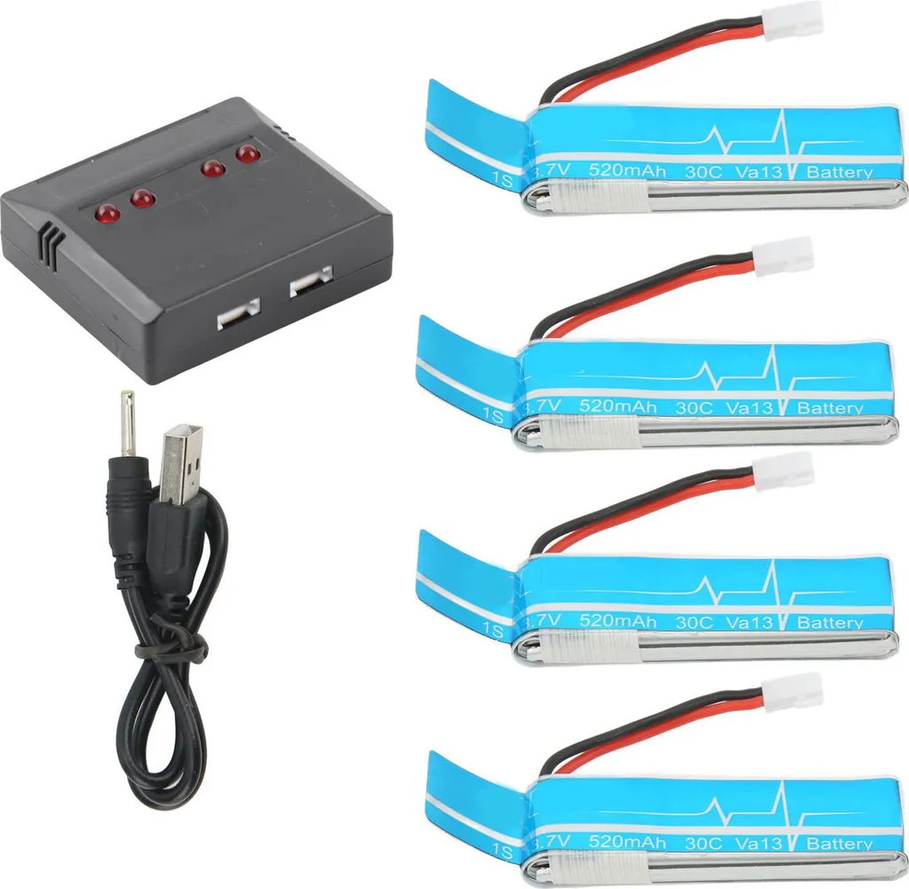 Batterie Li-ion 3.7V 520mAh pour Hélicoptère RC WLtoys V977 - Lot de 4