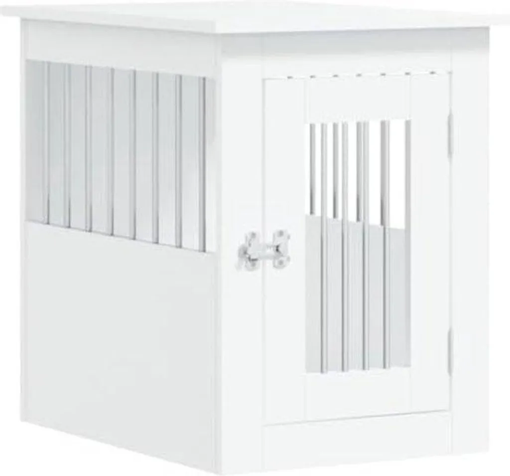 Niche d'intérieur pour chien en bois blanc XL - Panier rigide et luxe