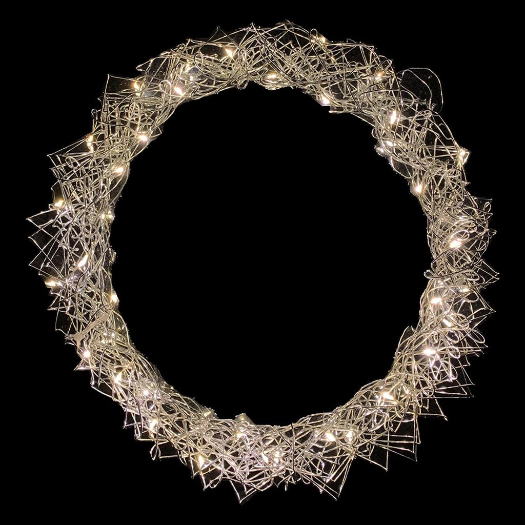 LED-hangkrans / tafeldecoratie, metaal, Ø 30 cm, warm wit Productafbeelding 
