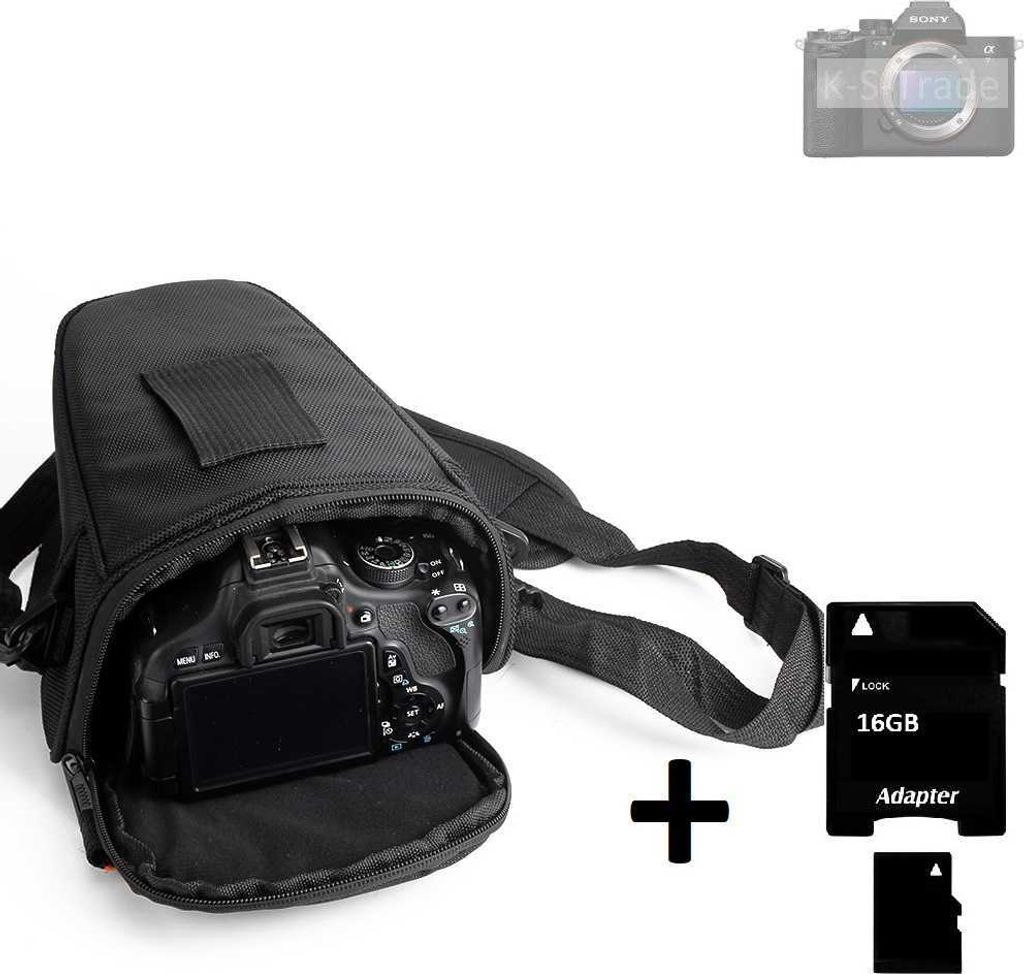 K-S-Trade Schultertasche kompatibel mit Sony Alpha 7R V Colt Kameratasche für Systemkameras DSLR DSLM SLR, Bridge etc., + 16GB Speicherkarte