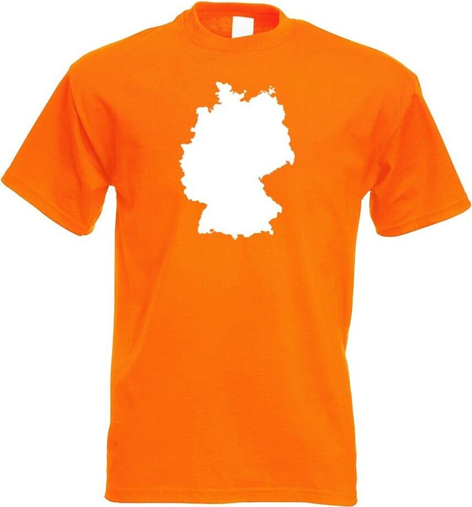 Kiwistar - T-Shirt - orange - Deutschland Umriss Kontur Herren Funshirt Bedruckt Design Sprüche Spruch Motive - mit Motiv Bedruckt - Funshirt Desi...