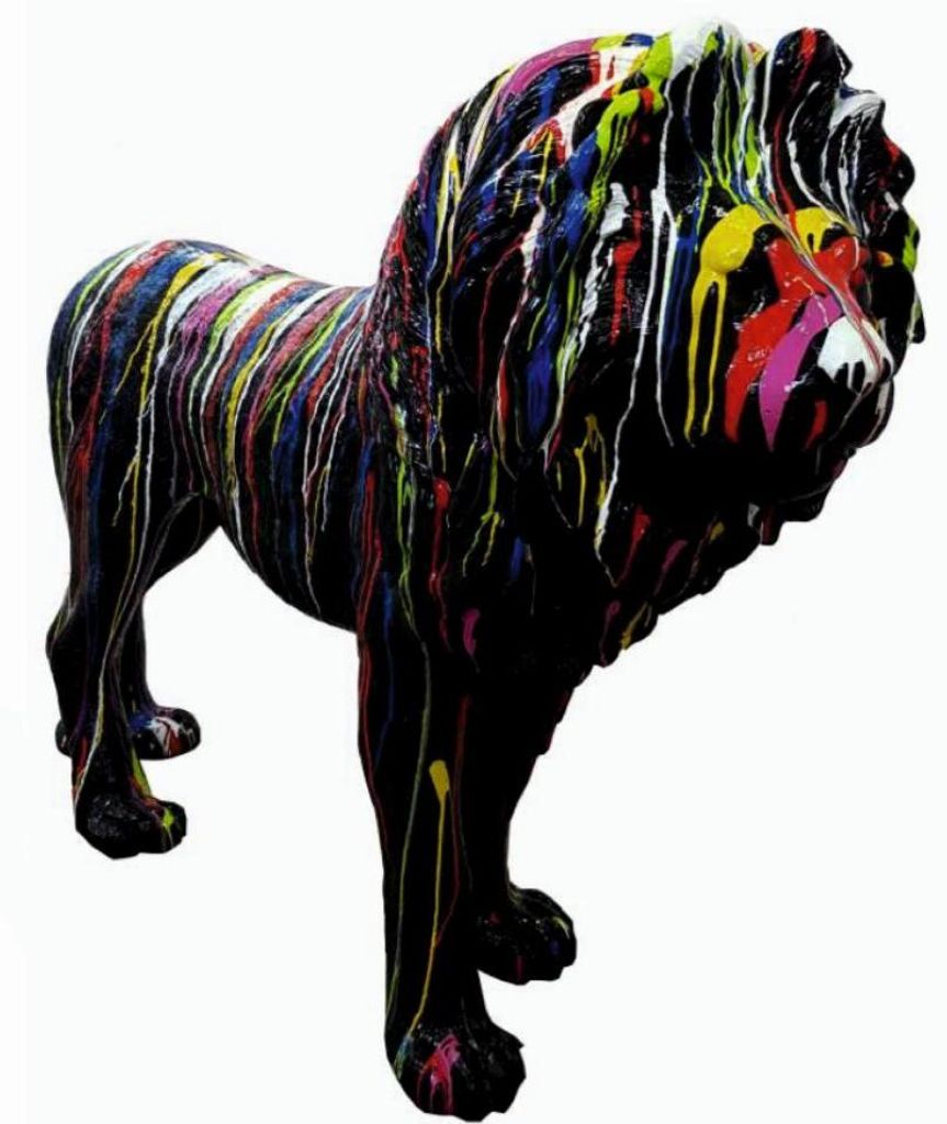 Löwe schwarz mit Farbverlauf 190cm breit Dekorationsfigur/Werbefigur - GFK - lebensgroß - für draußen