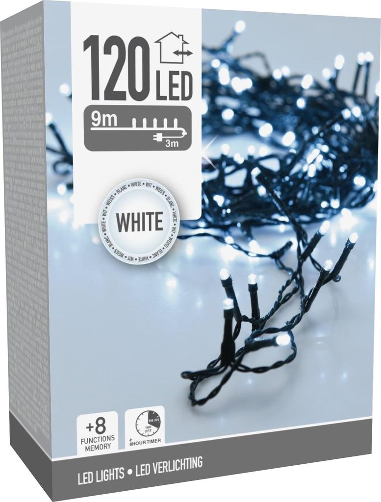 LED-Lichterkette kaltweiß, 120 LEDs, Innen/Außen, 12m Produktbild 