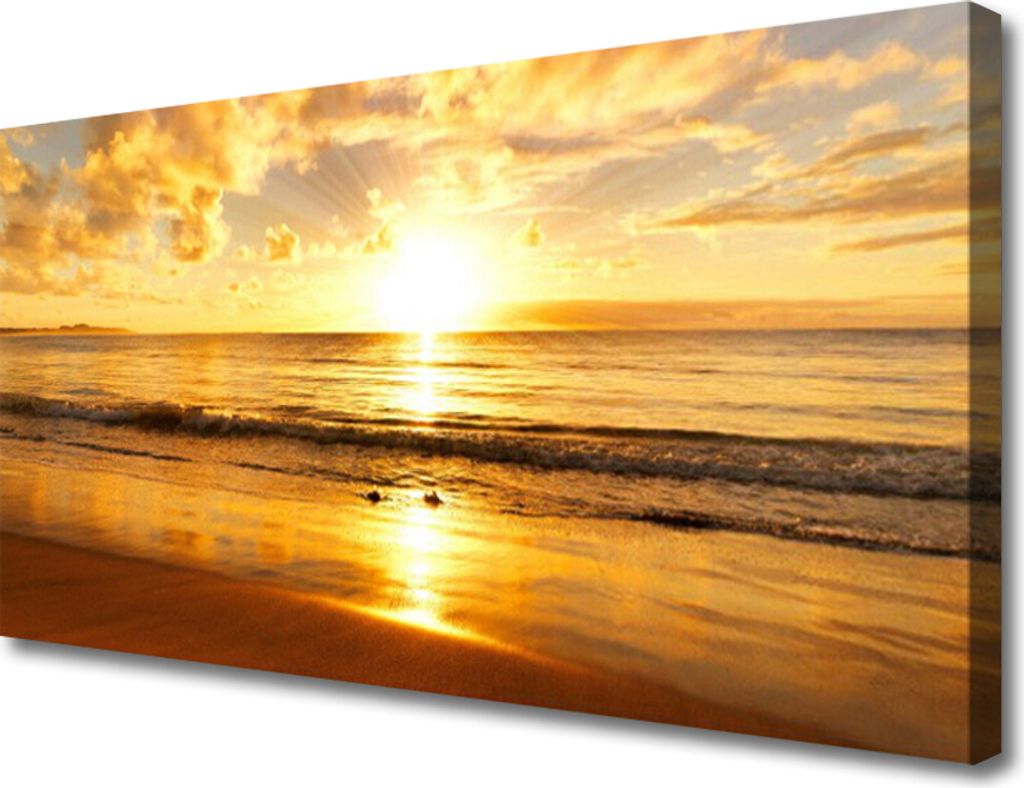Tulup Leinwand-Bilder 100x50 Wandbild Canvas Kunstdruck Meer Sonne Landschaft