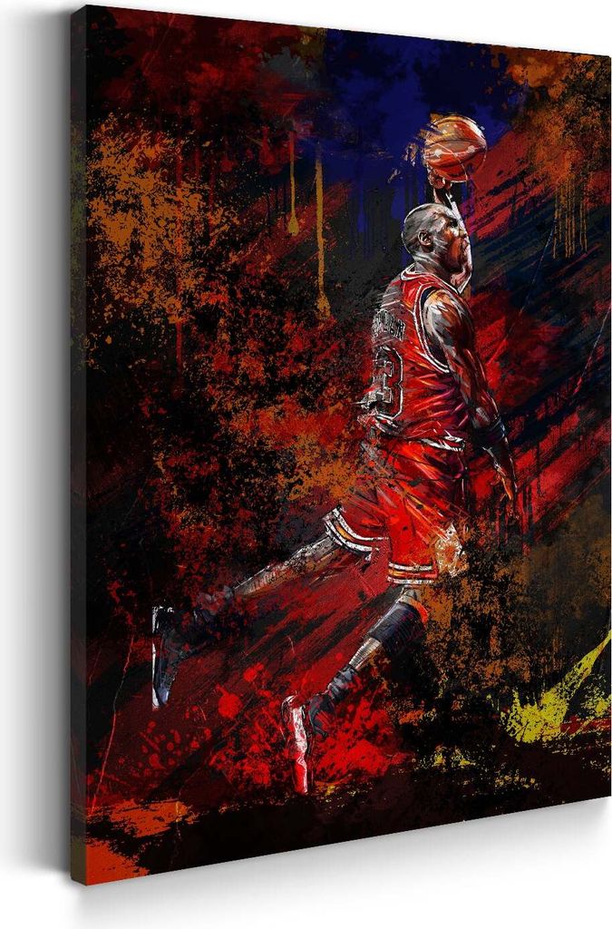 Basketballspieler Jordan Dunking Wandbild Leinwandbild Kunstdruck XL Wanddeko: 60x90x2cm