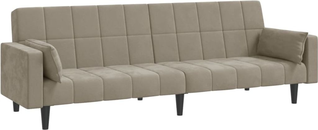 Schlafsofa 2-Sitzer mit 2 Kissen Hellgrau Samt