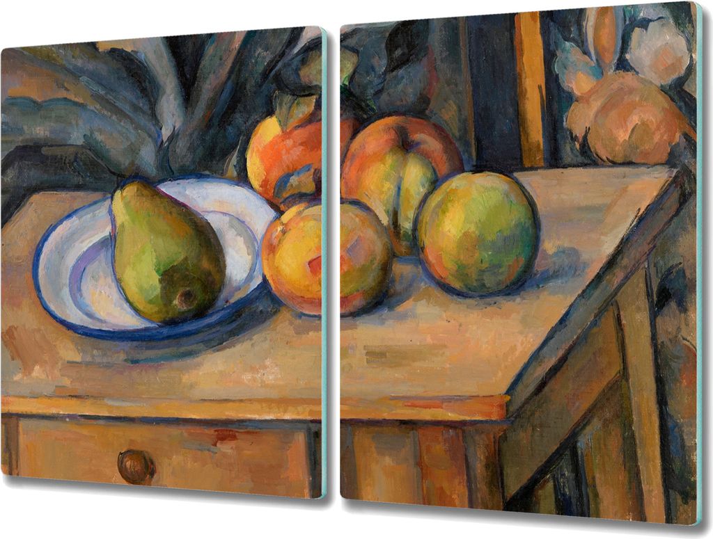 Coloray Herdabdeckplatte 2x40x52 cm Schneidebrett Kochplattenabdeckung Küchenbrett Hackbrett - Große Birne Paul Cézanne