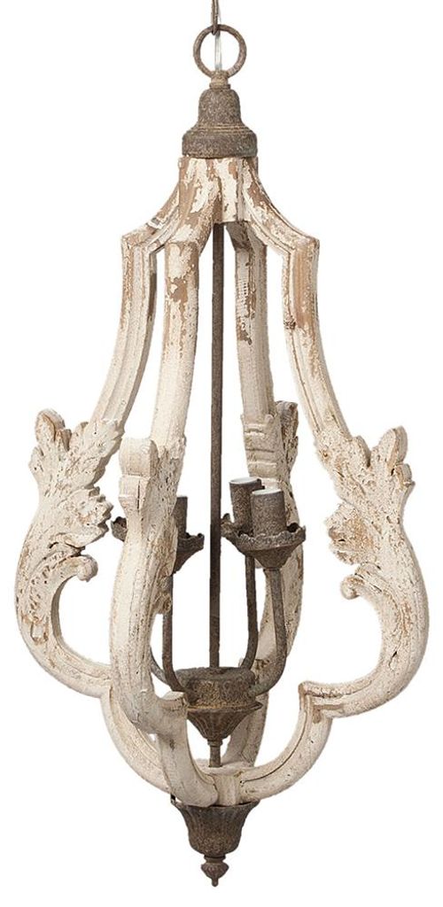 Clayre & Eef Hängelampe Ø 40x79 cm Weiß Holz