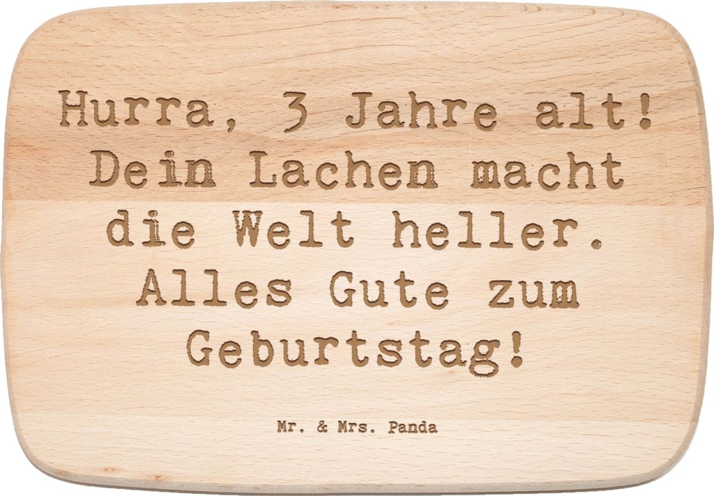 Mr. & Mrs. Panda Holz Schneidbrett Spruch 3. Geburtstag Jubel - Transparent - Geschenk, Küchenbrett, dritter, Geburtstagsfeier, liebevolle Worte, ...