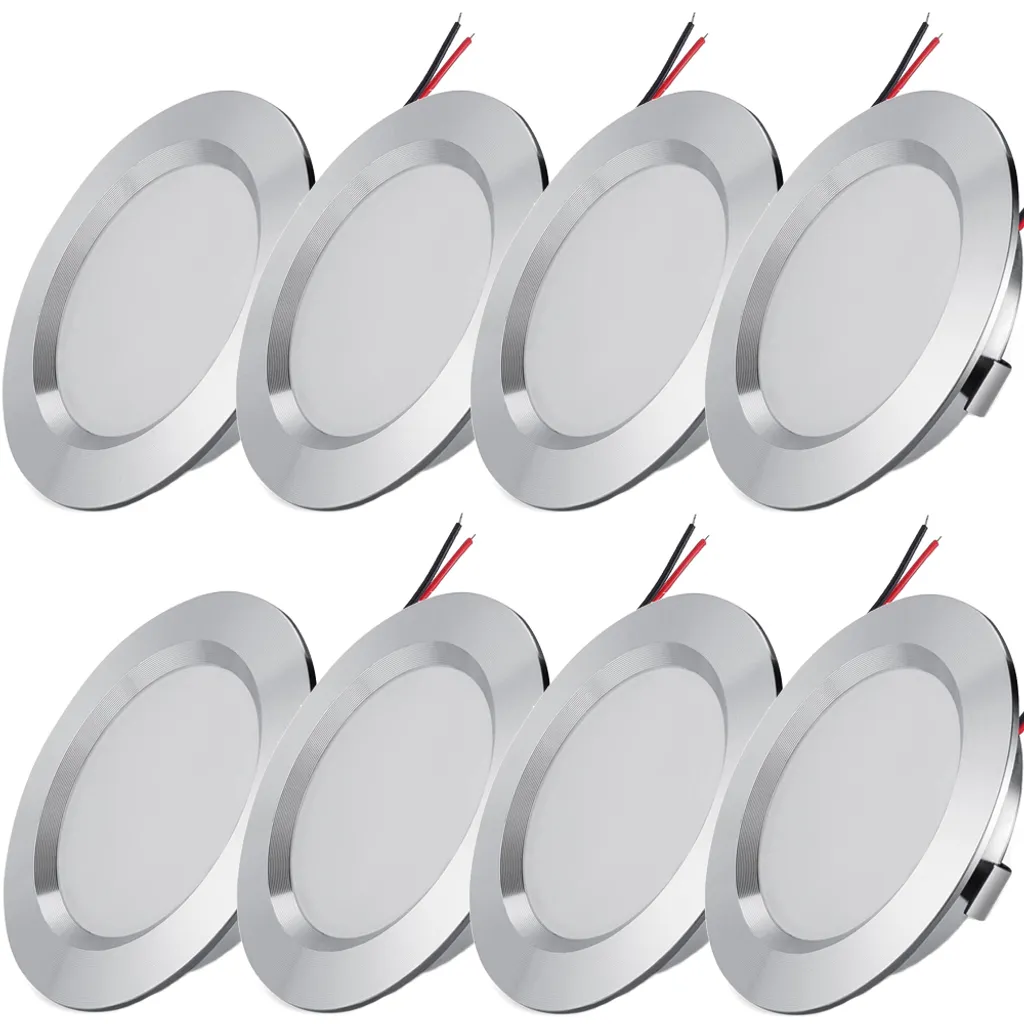 Set 8 Faretti LED 3W 12V Ultrasottili Bianco Neutro 4000K per Mobili