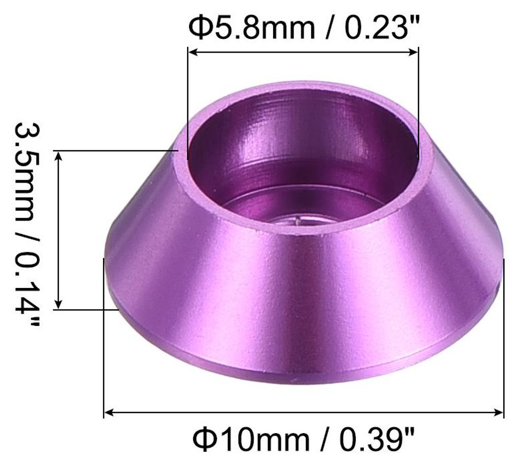10er Set M3 Kegelbecher-Unterlegscheiben, eloxierte Aluminium-Dichtungen Kegel Senkkopf-Unterlegscheiben fš¹r Schraube RC/FPV/PC/Drone/Mechanisch...