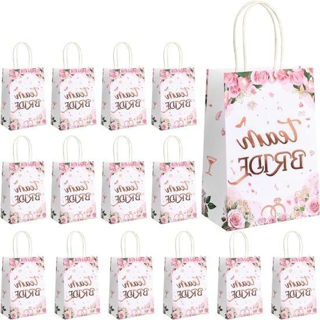Sacs cadeaux roses floraux pour mariage baptême et anniversaire lot 15