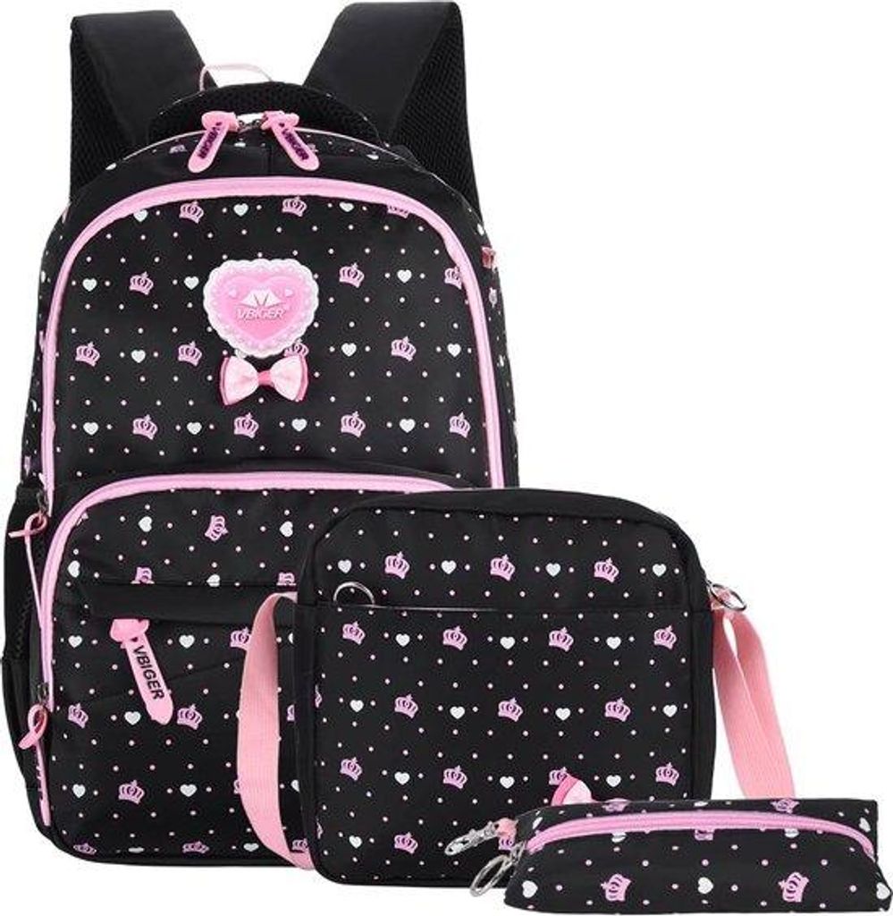Schulrucksack für Mädchen, Schulranzen für Kinder, Schulranzen mit Mittagessenbeutel und Kugelschreiberetui, ergonomischer Entwurf, Schulranzen,...