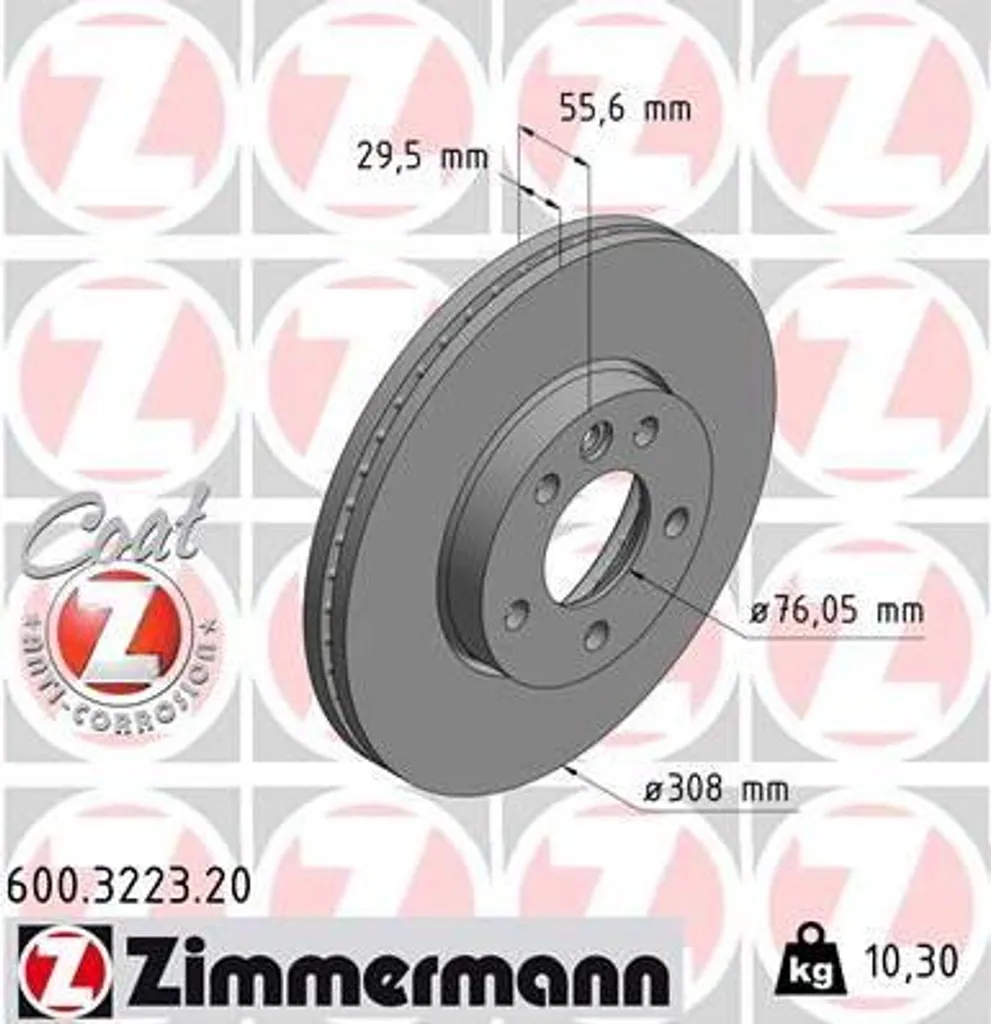 Disque de Frein Haute Qualité Zimmermann 600.3223.20 en Fonte Robuste