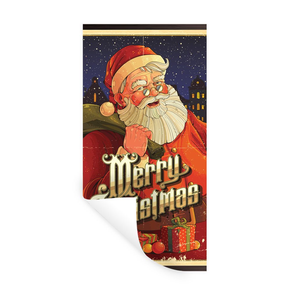 MuchoWow Wandtattoo Wandsticker Wandaufkleber Vintage-Weihnachtsmann - Weihnachten 40x80 cm Selbstklebend und Repositionierbar - Repositionierbar...