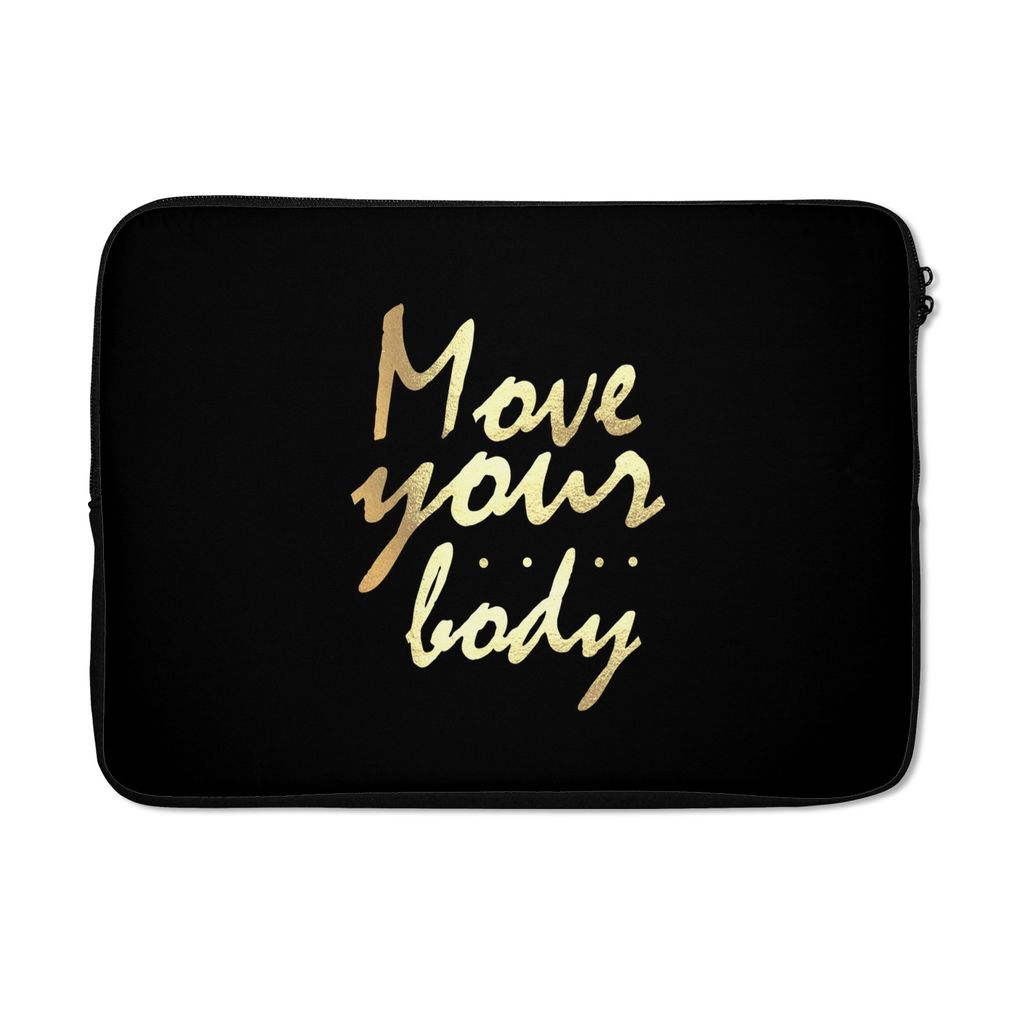 MuchoWow Laptop Hülle 13 Zoll Zitat - Tanzen - Gold - Schwarz Laptoptasche - Laptophülle - Sleeve - Rundumschutz