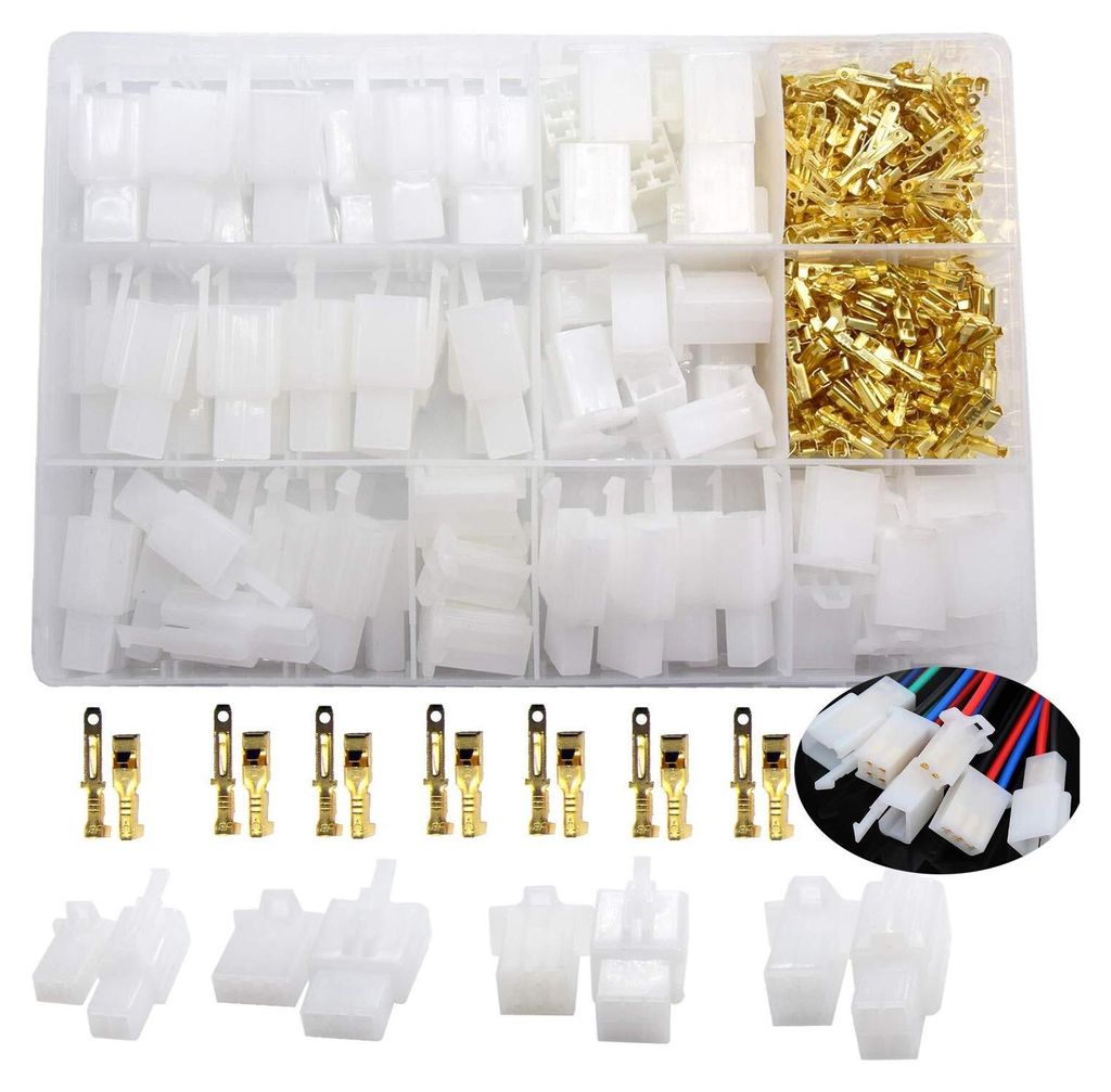 380 Stück Flachstecker Gehäuse Set 2/3/4/6 Pin Produktbild 