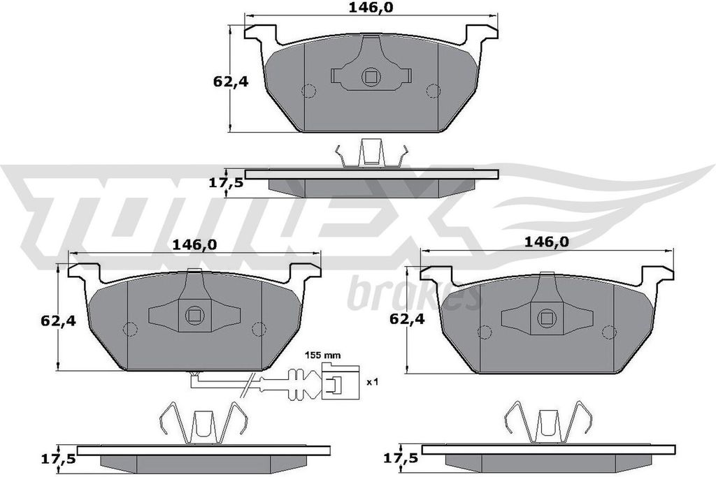 TOMEX brakes Bremsbeläge Satz Vorne Bremsklötze für VW Golf VII Schrägheck (5G1, BQ1, BE1, BE2) TX 17-03