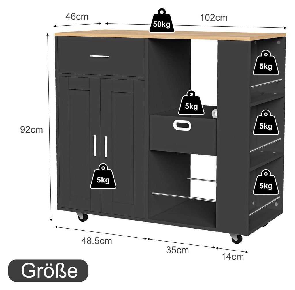 Ilot de cuisine avec plan de travail Chariot de cuisine & Image du produit 
